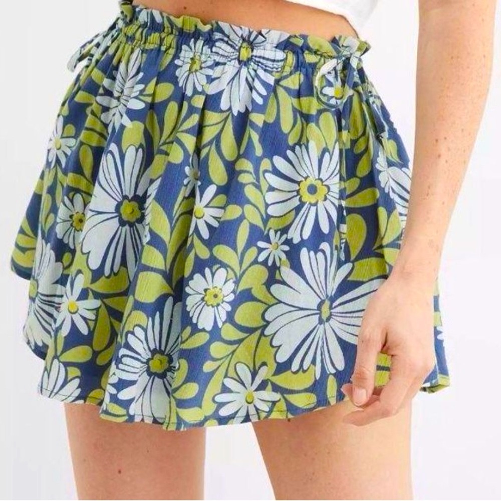 Aerie mini full Daisy skirt sz S blue/green